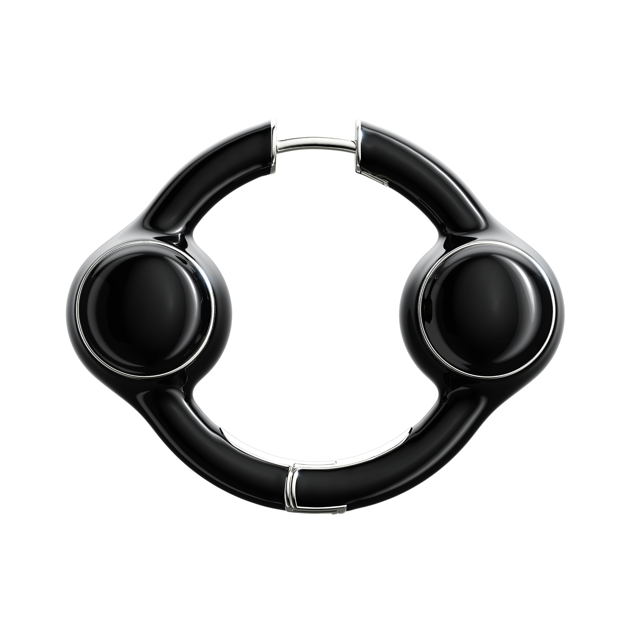 A detail of Sphere Hoop Earring XL in Black